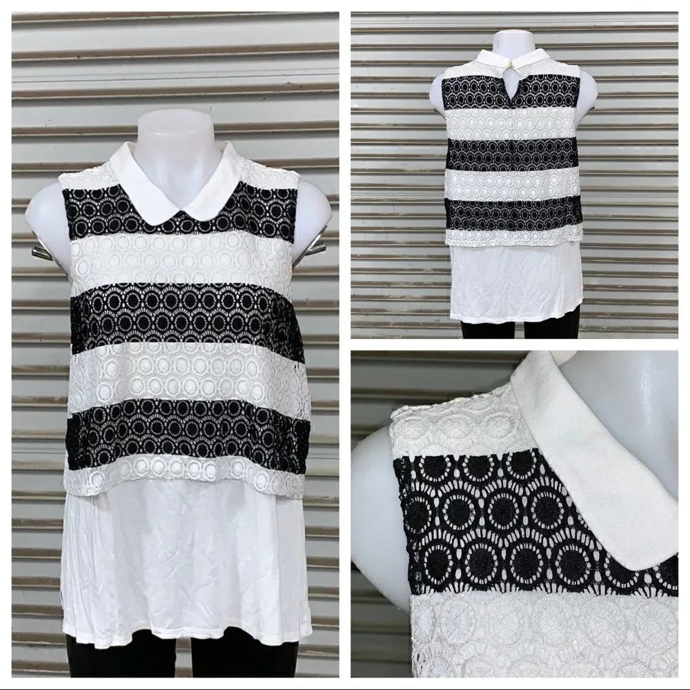 Elle black and white top size XL